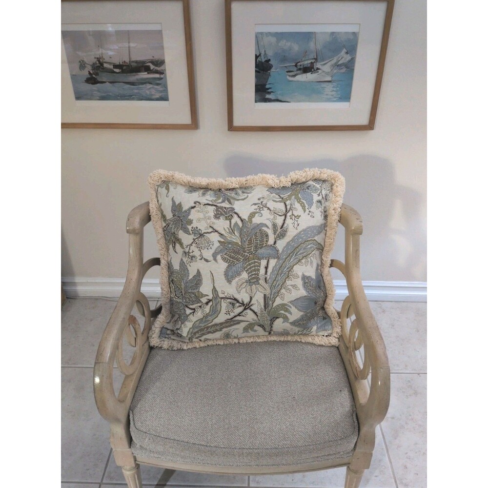 3Pottery Barn Cassandra Linen Blend 20x20 Covers Large Floral Botanical Blues